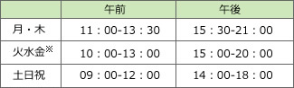 診療時間表